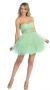 Strapless Beaded Mesh Short Prom Party Dress in Green